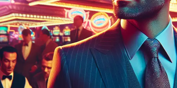 Du Dewei in a vibrant casino scene, showcasing humor and charm in a playful card game.