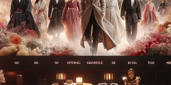 A modern room featuring a high-definition screen displaying a montage of passionate moments from Korean adult films.